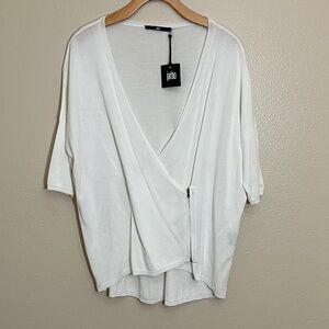 NWT Jarbo White Side Zip Cardigan High Low Top